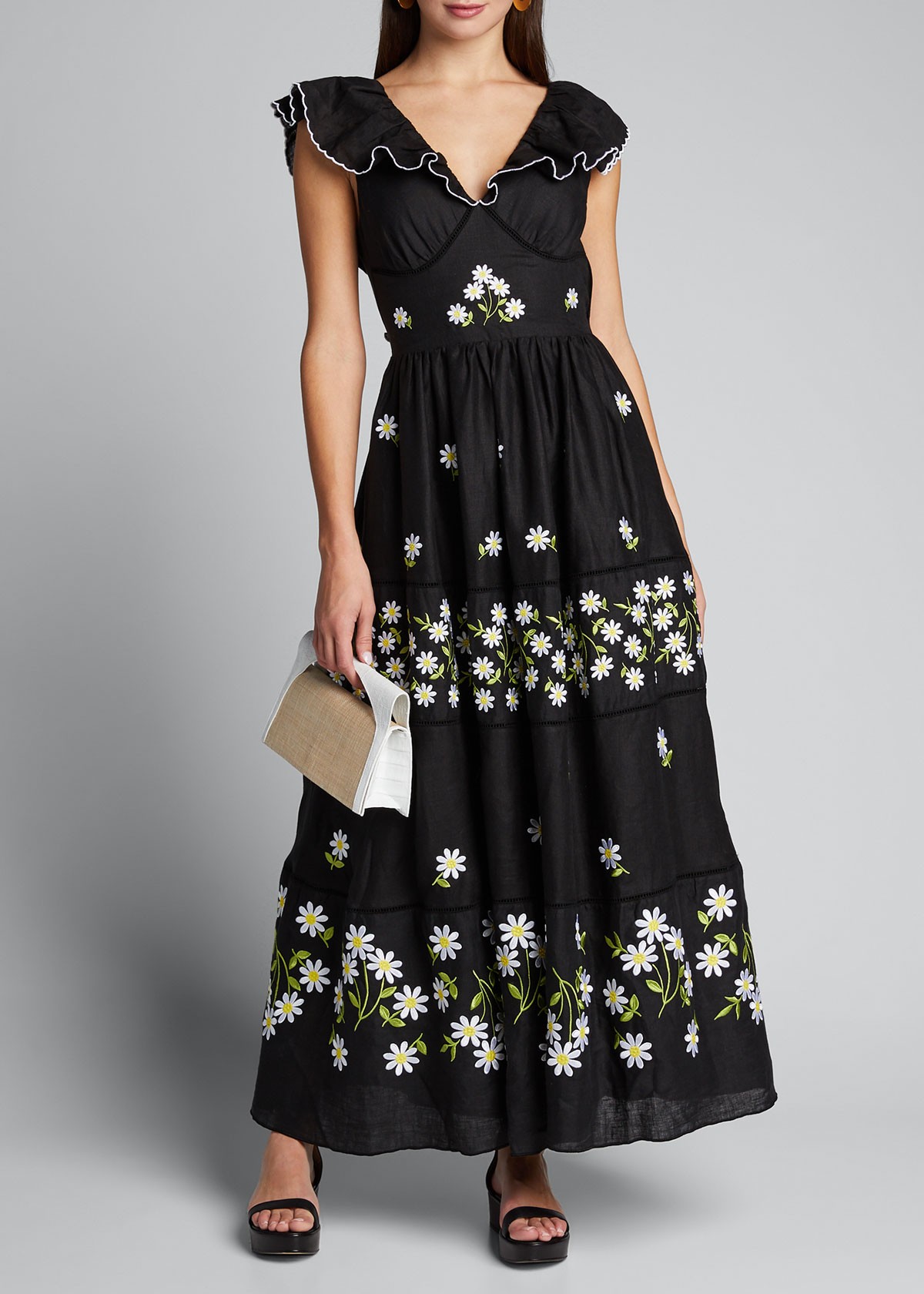 Gül Hürgel Embroidered Sleeveless V-Neck Maxi Dress