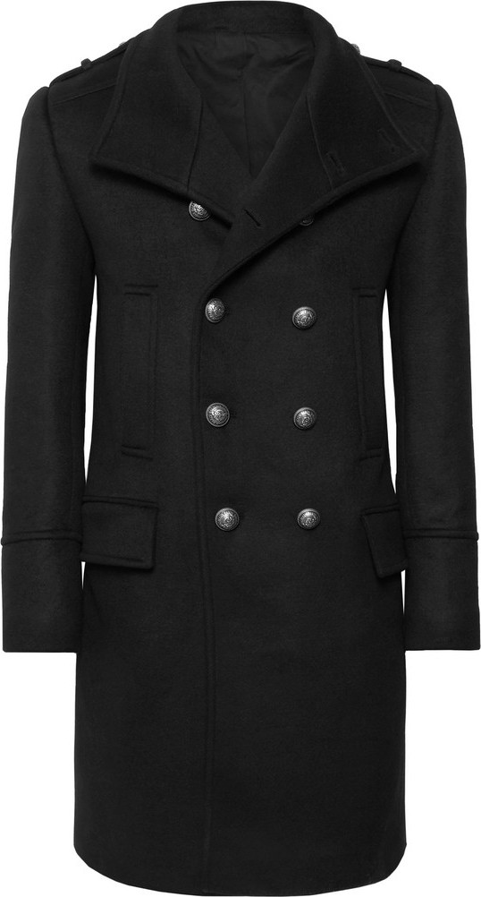Balmain Slim-Fit Double-Breasted Cashmere Coat