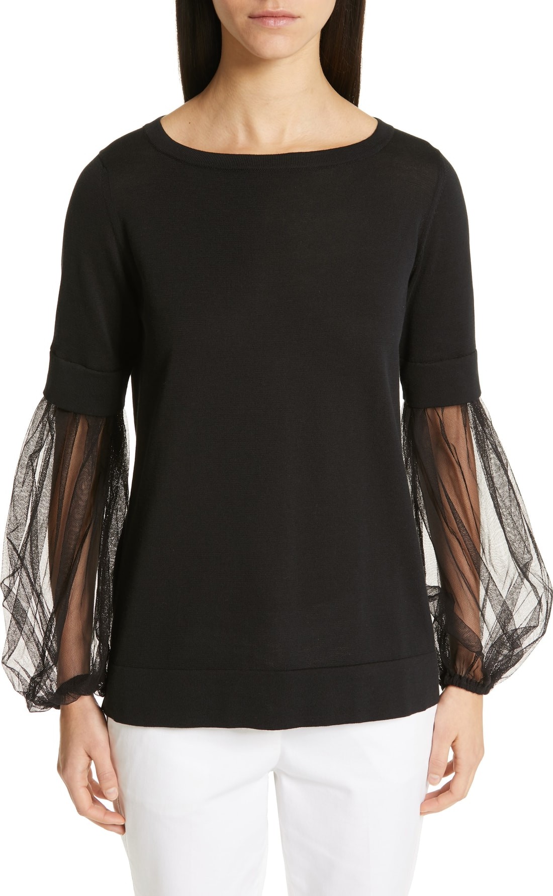 Fabiana Filippi Tulle Sleeve Top