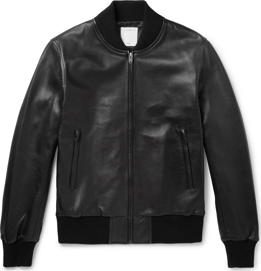 Sandro Leather Bomber Jacket
