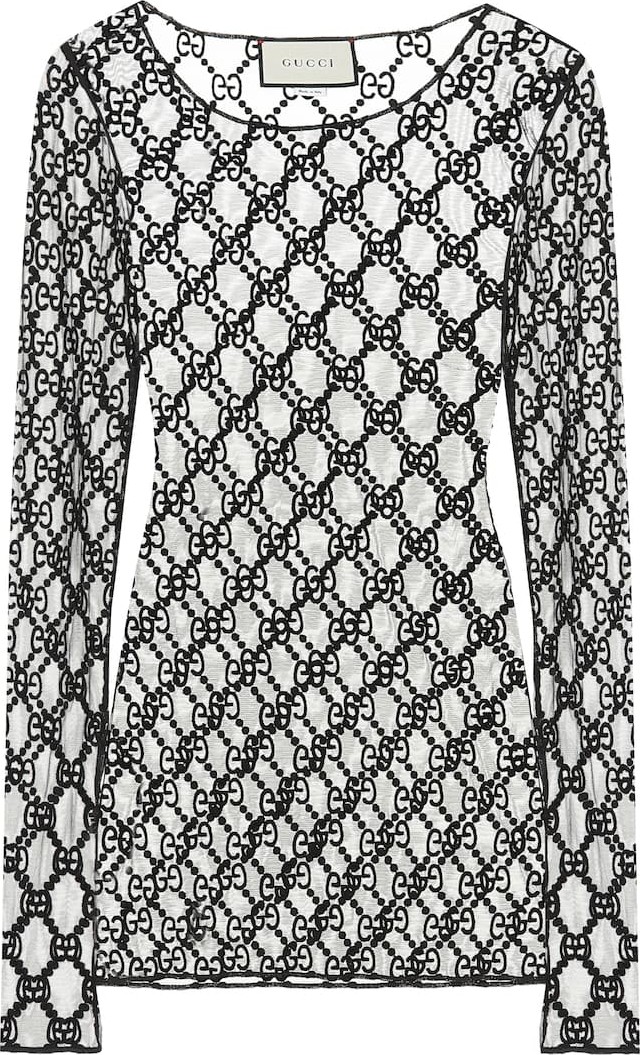 Gucci GG embroidered tulle top