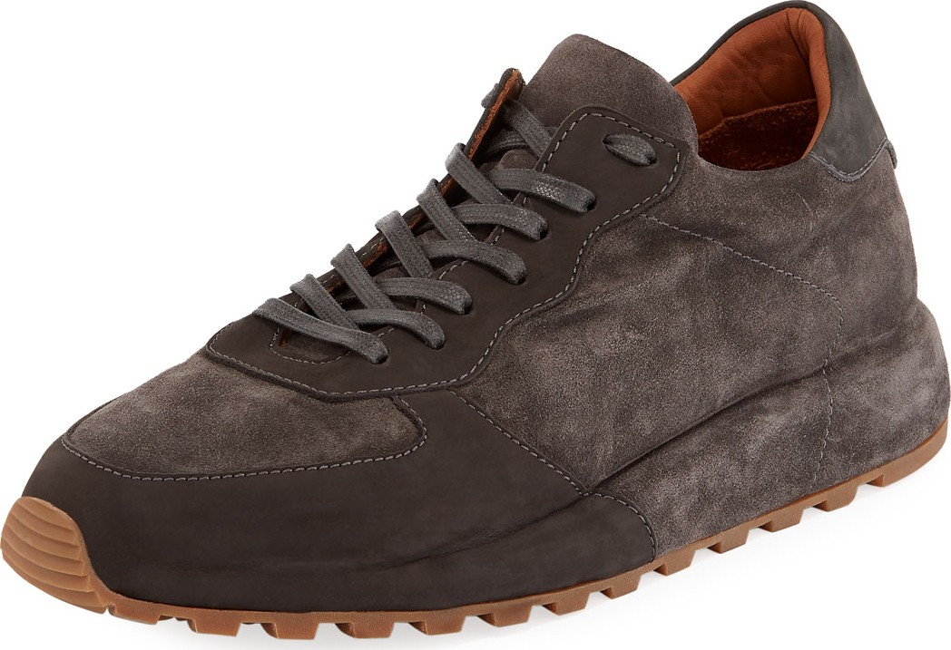 John Varvatos Men's Les Varsity Suede Trainer Sneakers