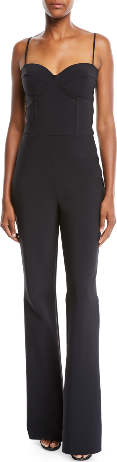 La Petite Robe di Chiara Boni Diony Bra-Top Jumpsuit w/ Flared Legs