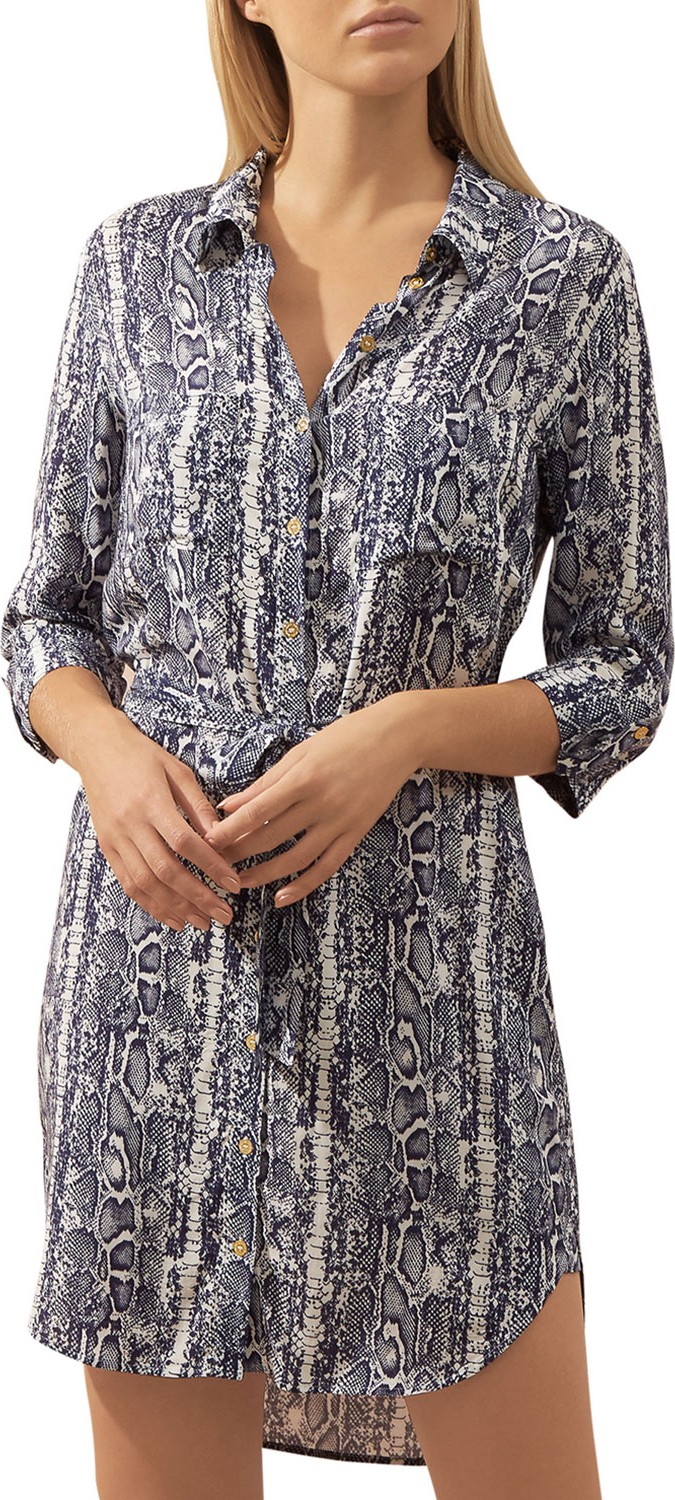 HEIDI KLEIN Kenya Snake-Print Coverup Shirtdress