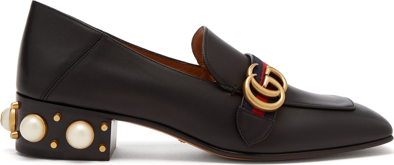Gucci Peyton faux-pearl embellished leather loafers