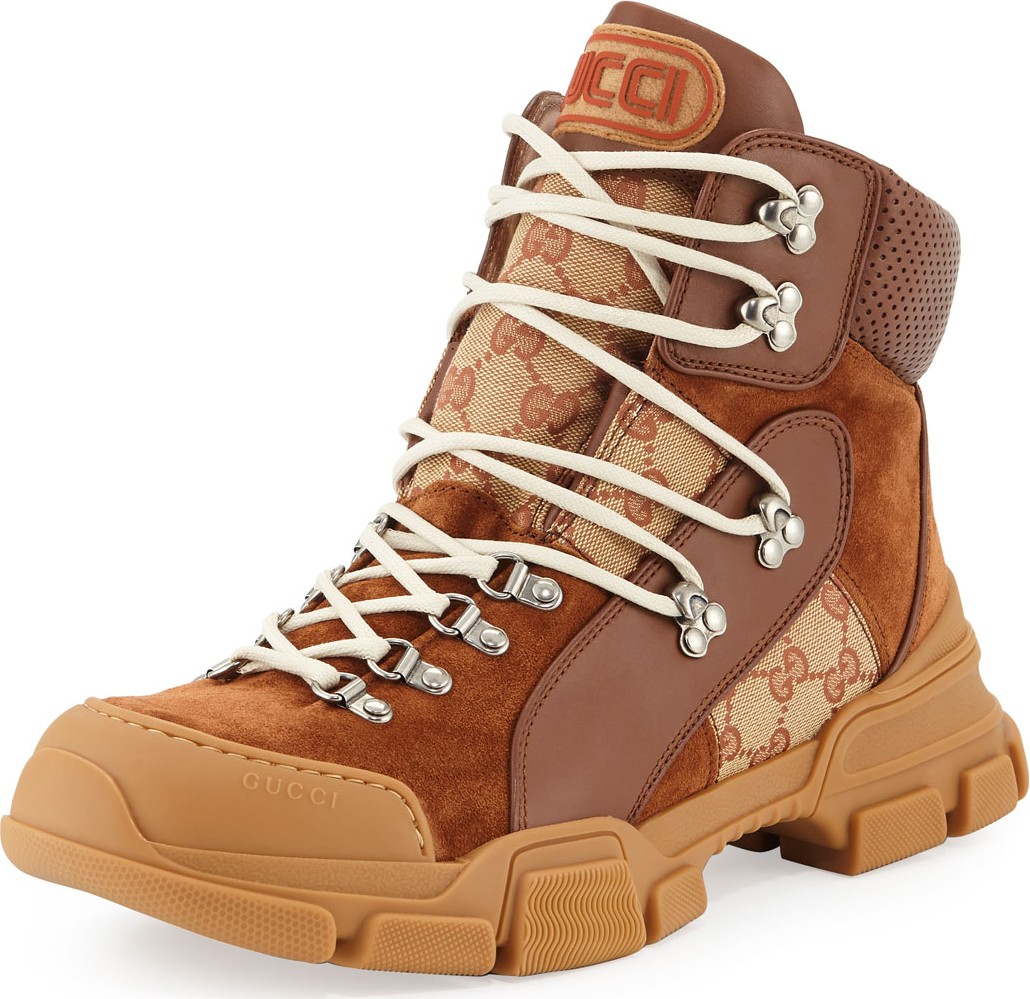 Gucci Leather and Original GG Trekking Boot