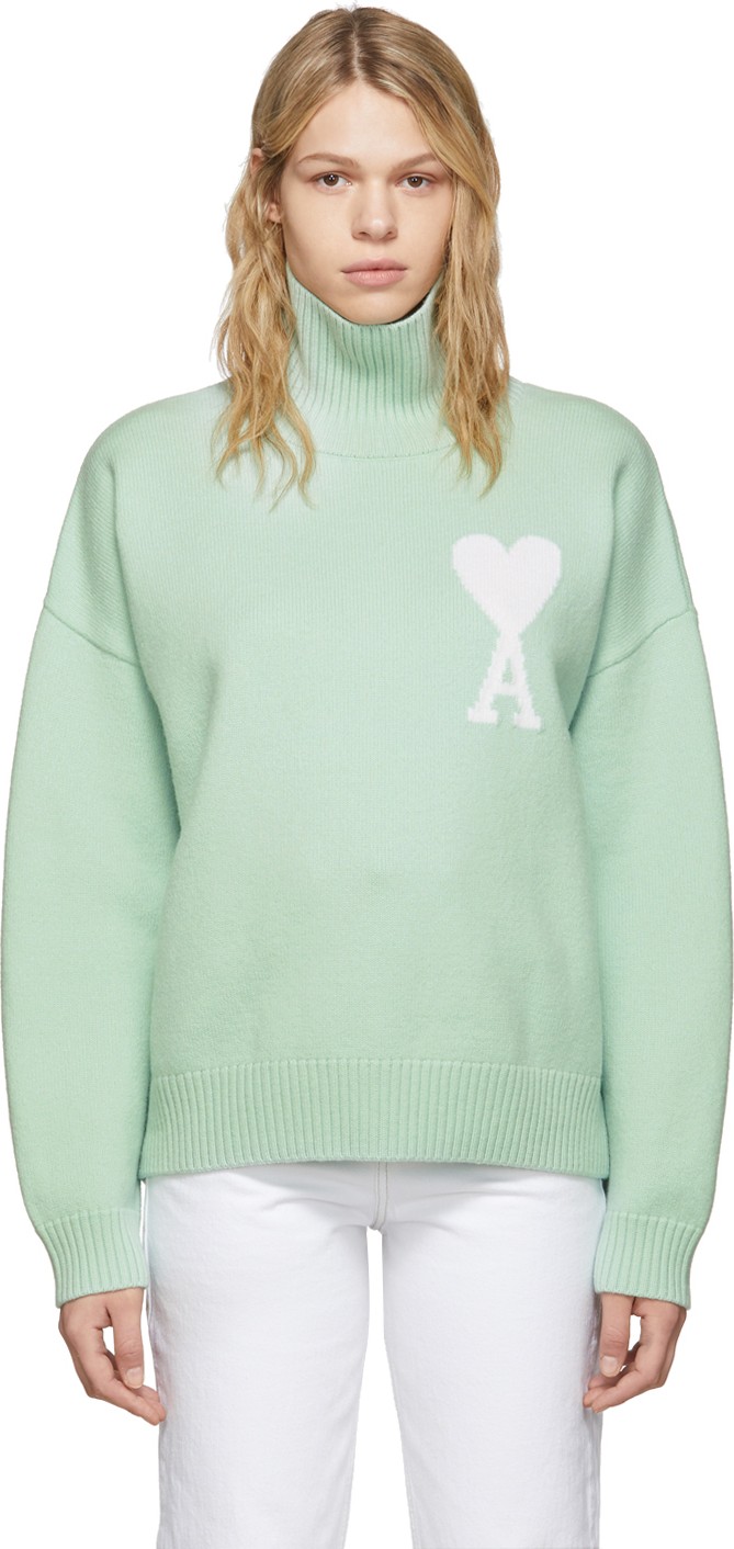 AMI Green Oversized Ami De Coeur Sweater