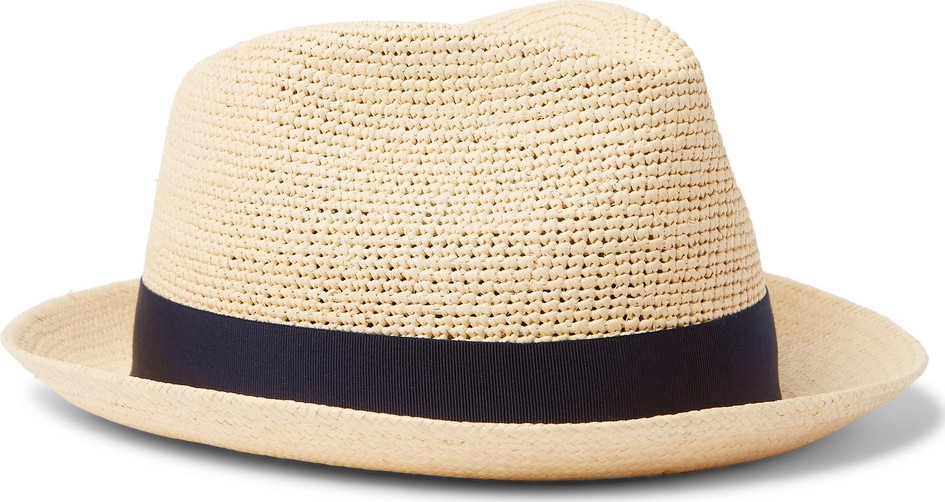 Borsalino Small-Brimmed Grosgrain-Trimmed Straw Panama Hat