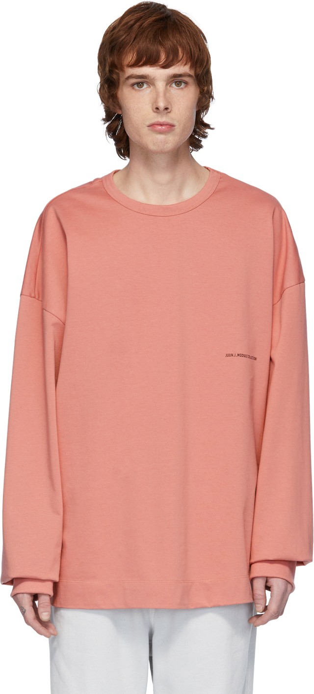 Juun.J Pink Logo Long Sleeve T-Shirt