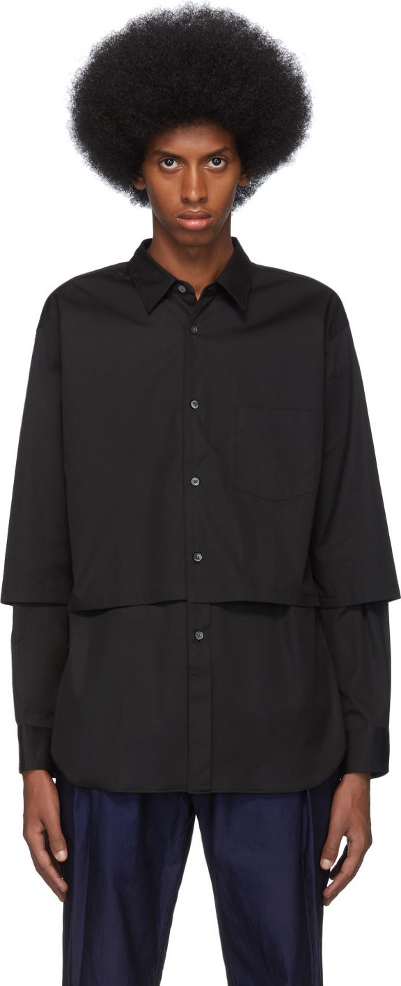 Comme Des Garcons Black Cotton Poplin Layered Shirt