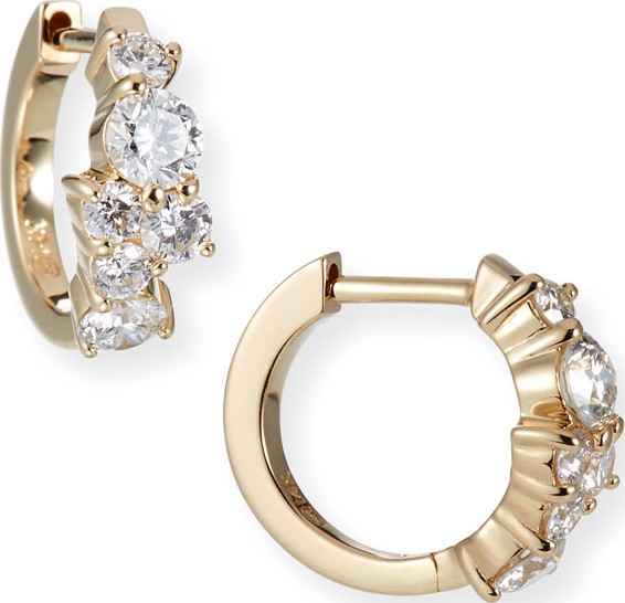 Sydney Evan Cocktail 14k Gold Diamond Huggie Hoop Earrings