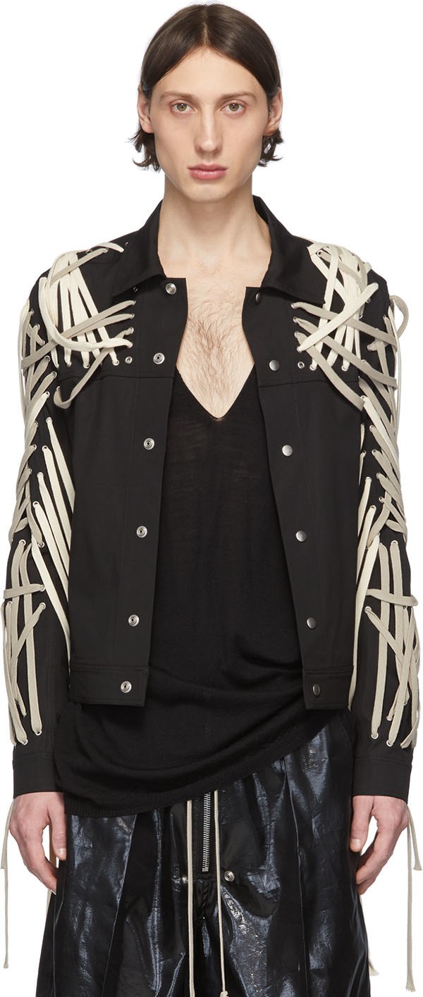 Rick Owens Black Mega Laced Worker Jacket