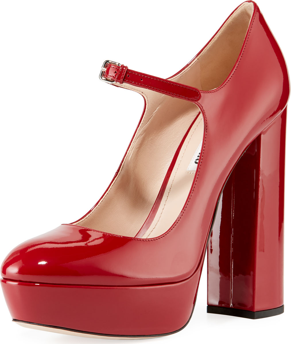 Miu Miu Mary Jane Platform Patent Pumps