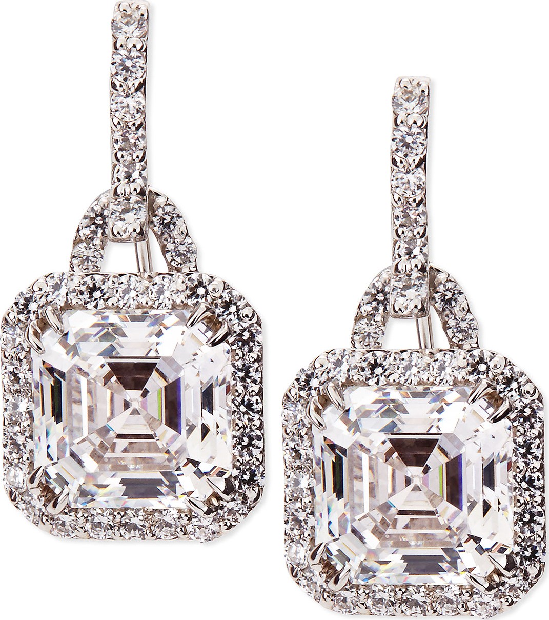 Fantasia by DeSerio 3.5ct Asscher Cut Cubic Zirconia Earrings