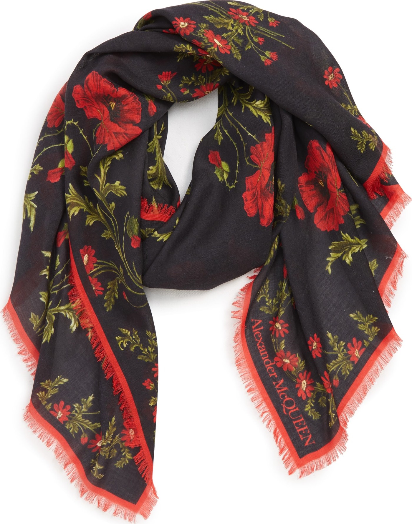 Alexander McQueen Stole Poppy Ramage Modal & Wool Scarf