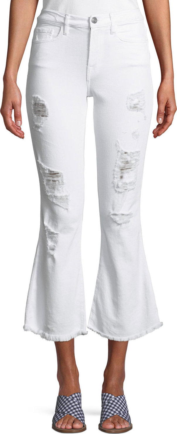 Etienne Marcel Distressed Flare Cropped Denim Jeans