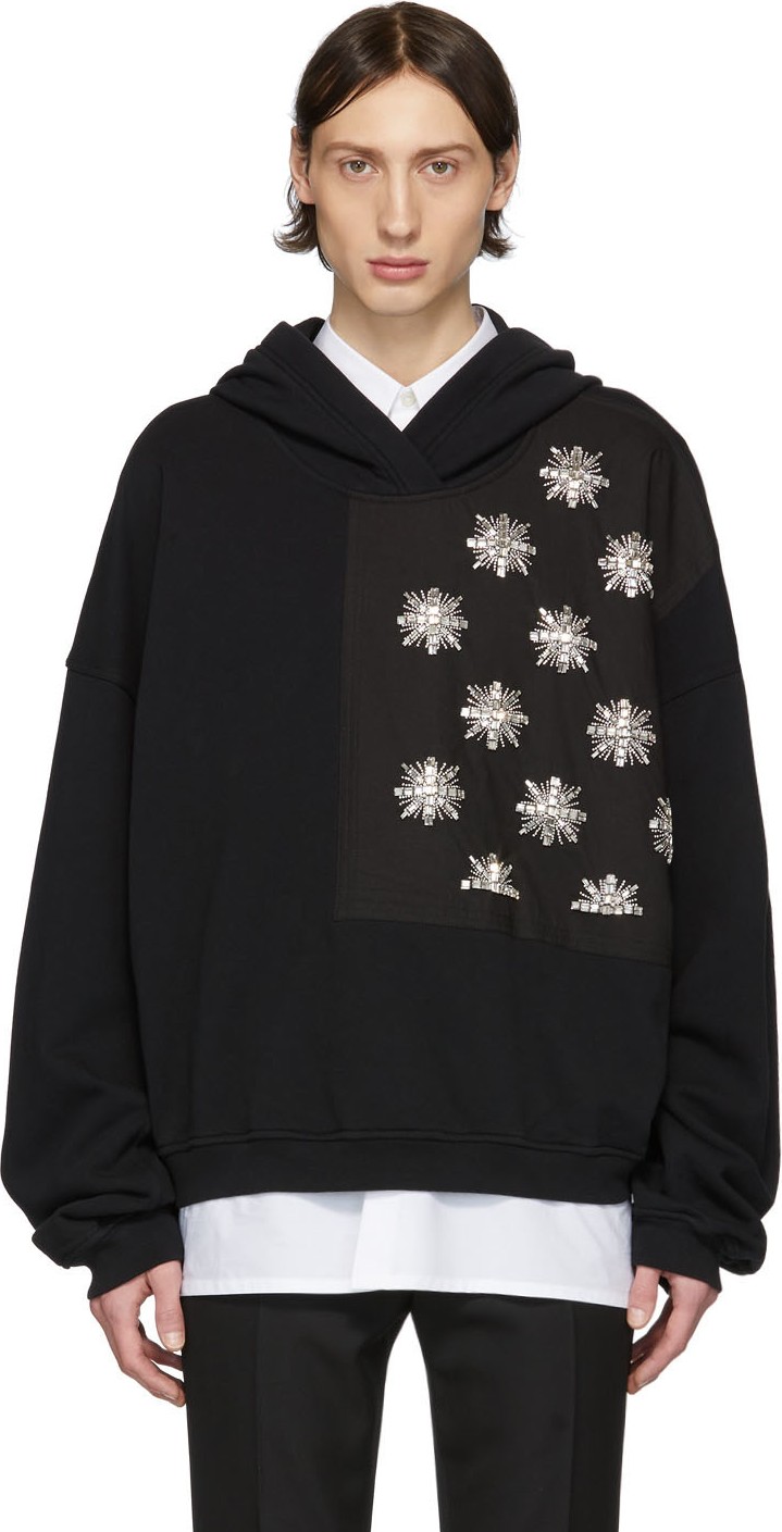 Haider Ackermann Black Hand Embroidered Patch Hoodie
