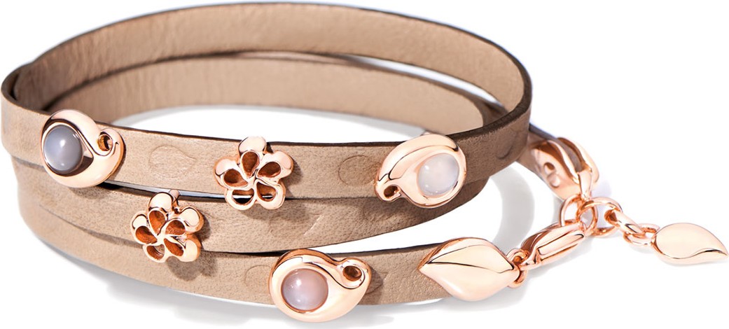 Tamara Comolli Loopy Mixed Cabochon Leather Wrap Bracelet with Rose Gold
