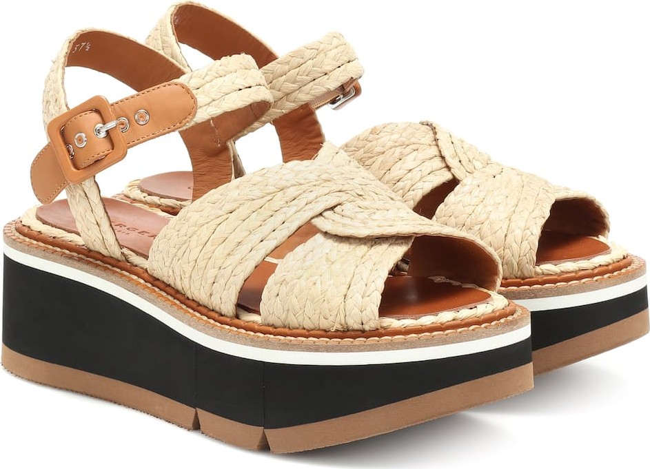 Robert Clergerie Aqua raffia platform sandals