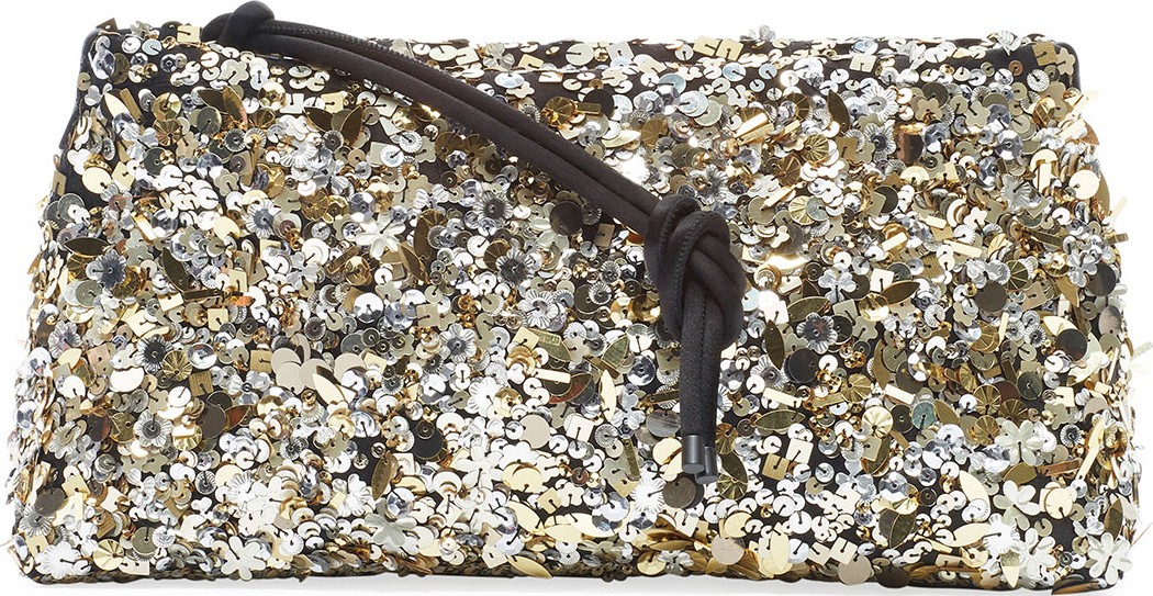 Dries Van Noten Sequin Zip-Top Clutch Bag