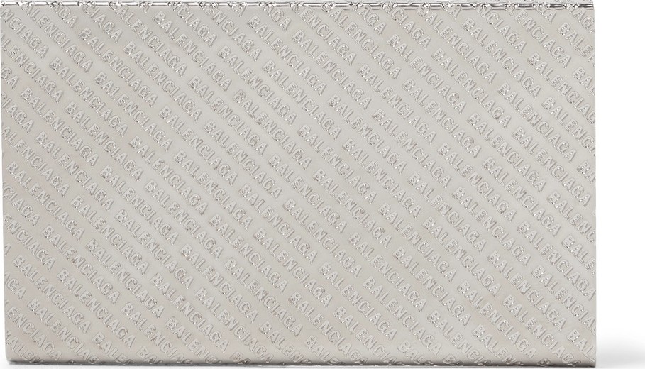 Balenciaga Engraved Silver-Tone Card Case