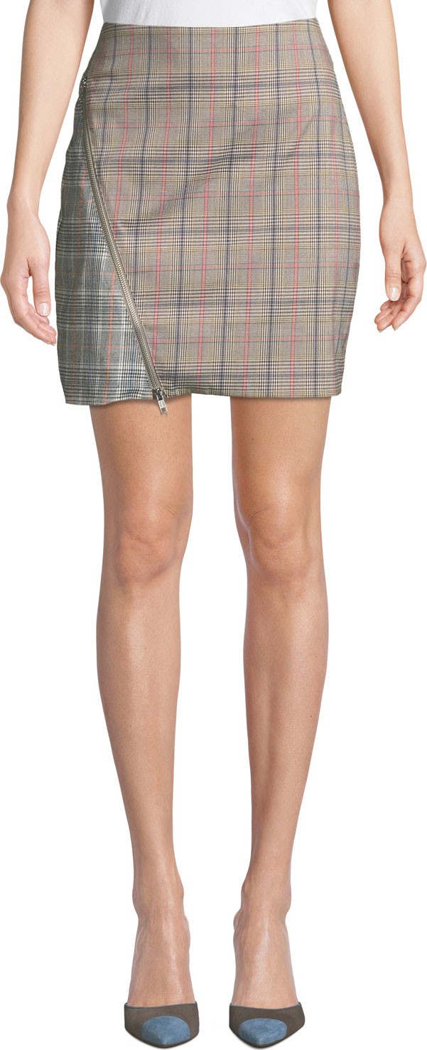 Lovers + Friends Brian Check Zipper Short Skirt