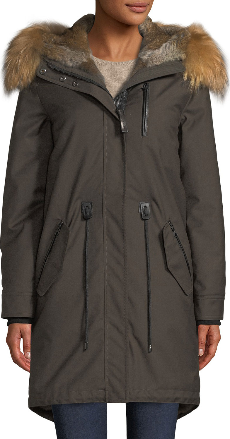 Mackage Rena-WX Zip-Front Parka Jacket w/ Fox Fur