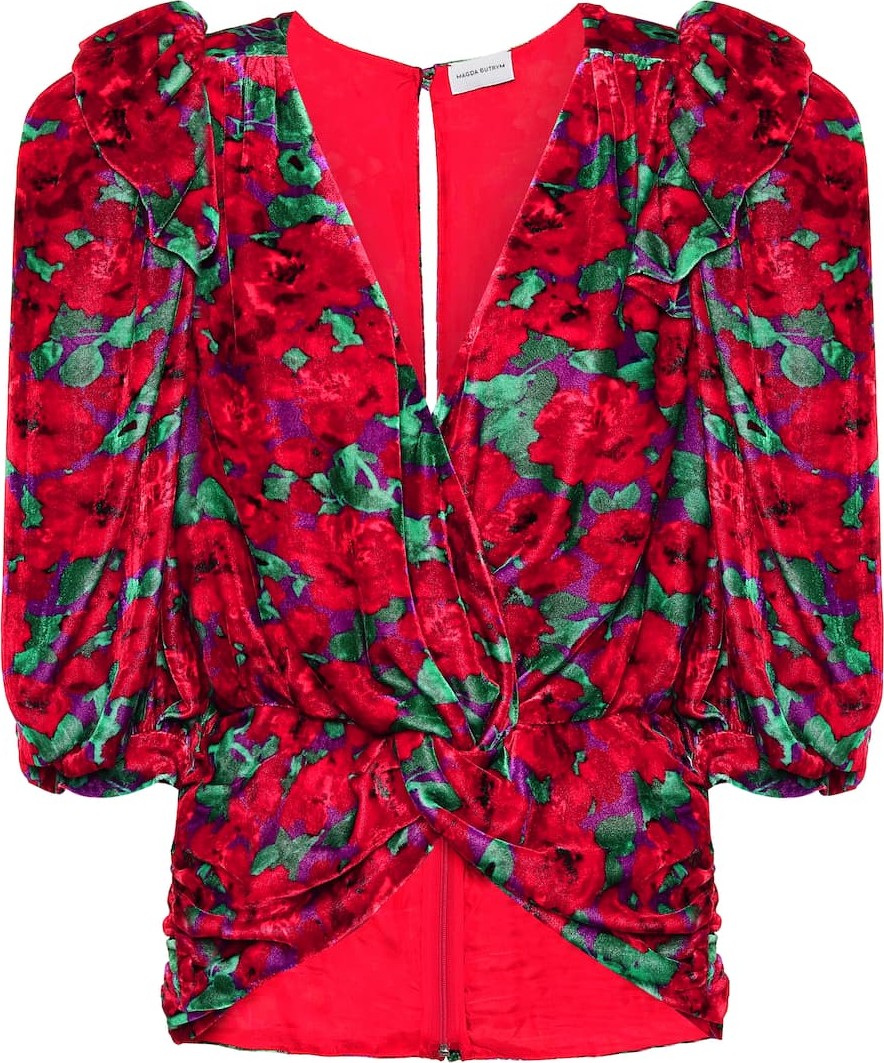 Magda Butrym Toledo floral velvet blouse