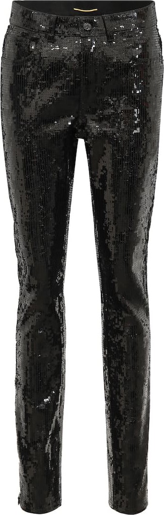 Saint Laurent Sequinned cotton-blend pants