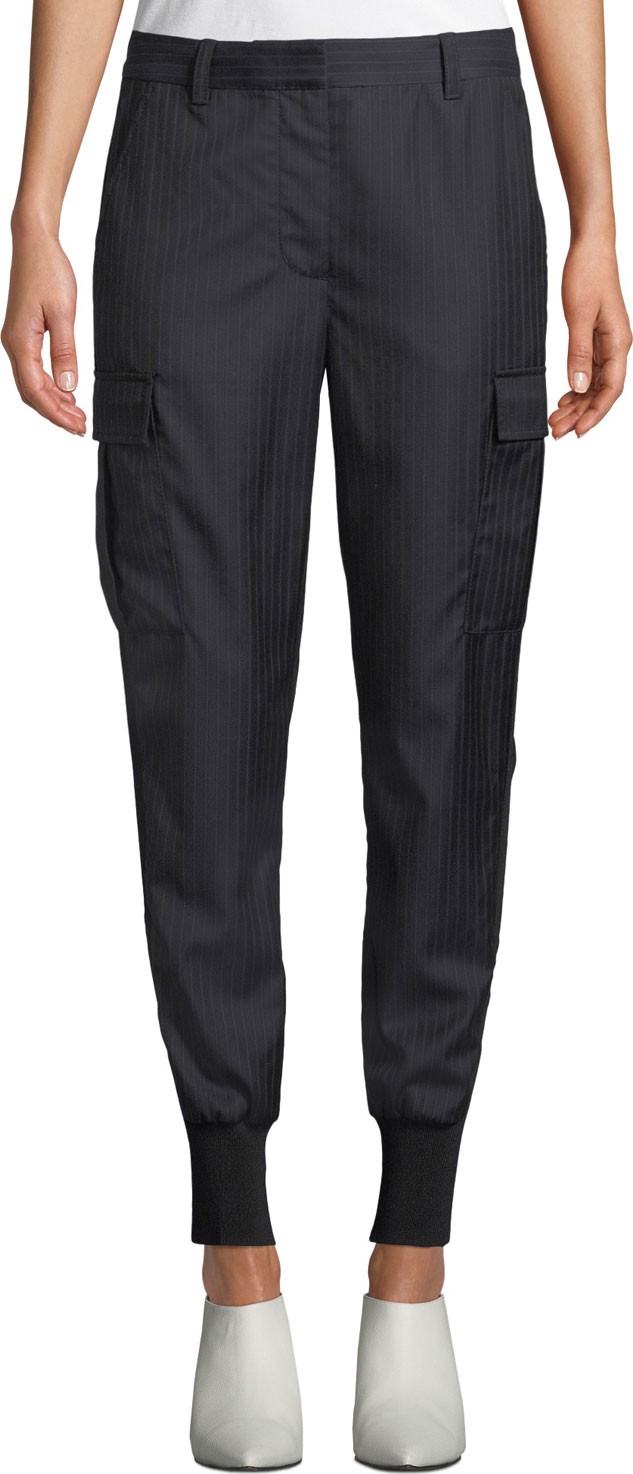3.1 Phillip Lim Pinstripe Jogger Pants With Cargo Pockets