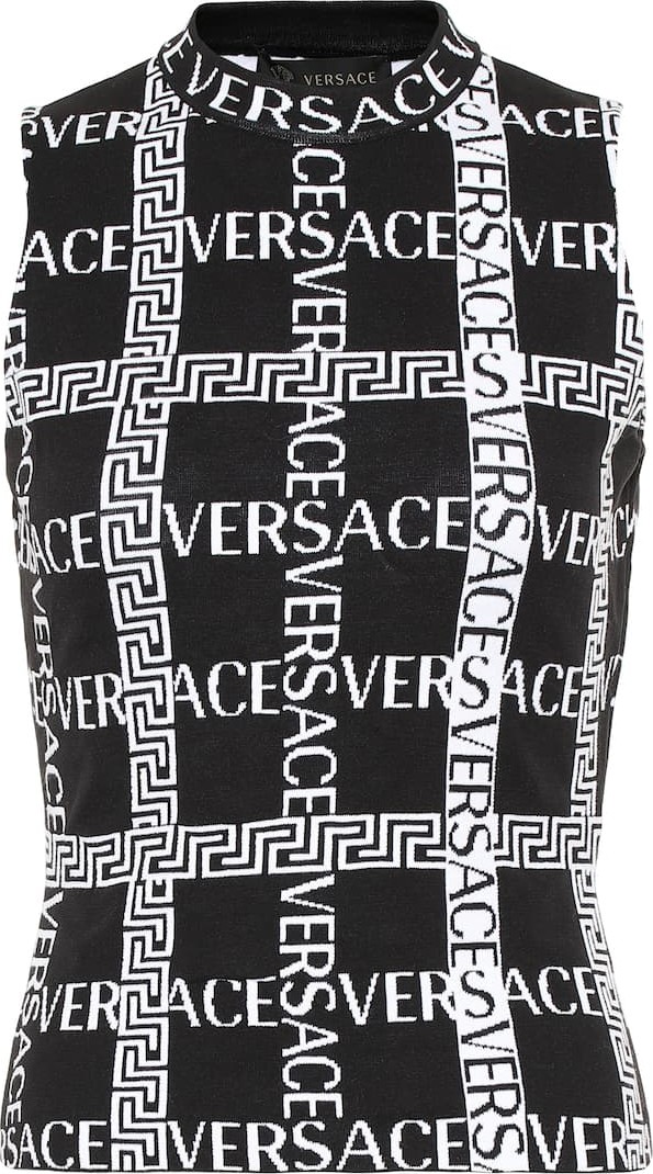 Versace Logo stretch-cotton sleeveless top