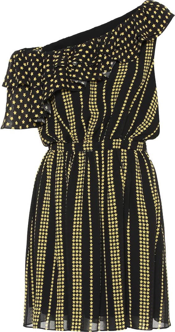 Saint Laurent Star-printed crêpe minidress