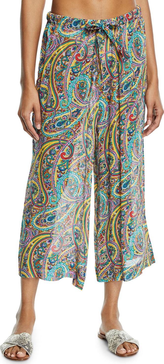 Etro Drawstring Viscose Cropped Beach Pants