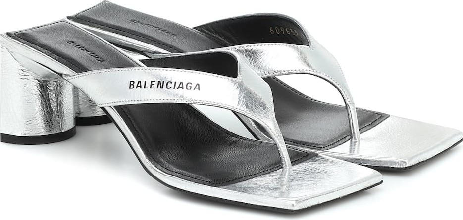 Balenciaga Logo leather T-bar sandal