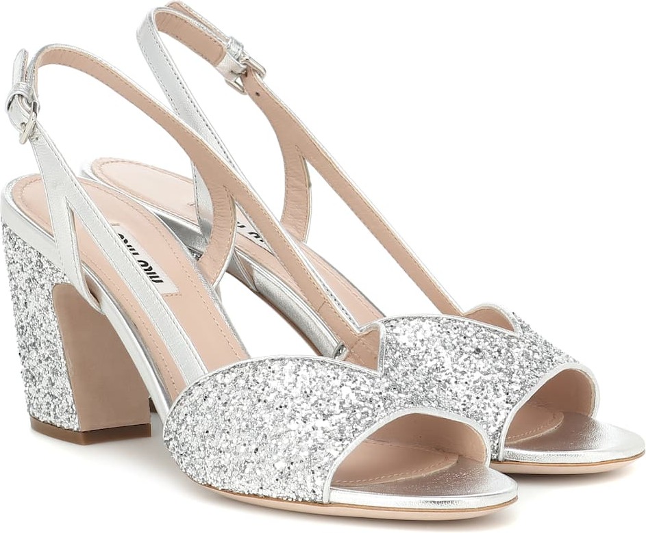 Miu Miu Exclusive to Mytheresa – Leather-trimmed glitter sandals
