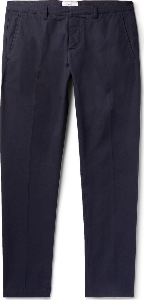 AMI Navy Slim-Fit Cotton-Twill Chinos