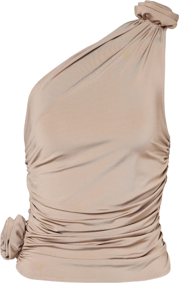 Magda Butrym - Floral-appliqué one-shoulder ruched top