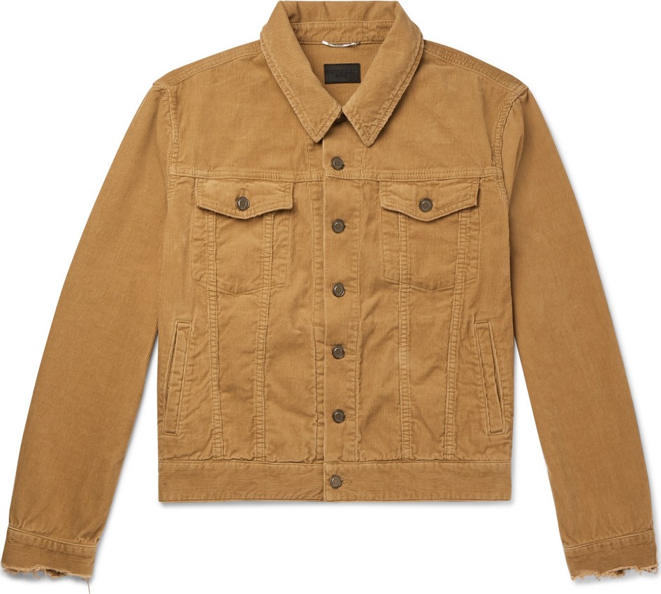 Saint Laurent Slim-Fit Distressed Cotton-Corduroy Jacket