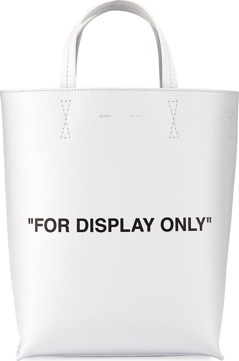 Off White Leather For Display Only Tote Bag, White/Black
