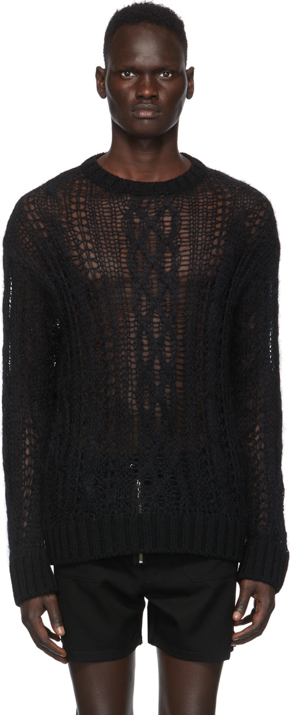 Takahiromiyashita The Soloist - Black Wool Aran Sweater
