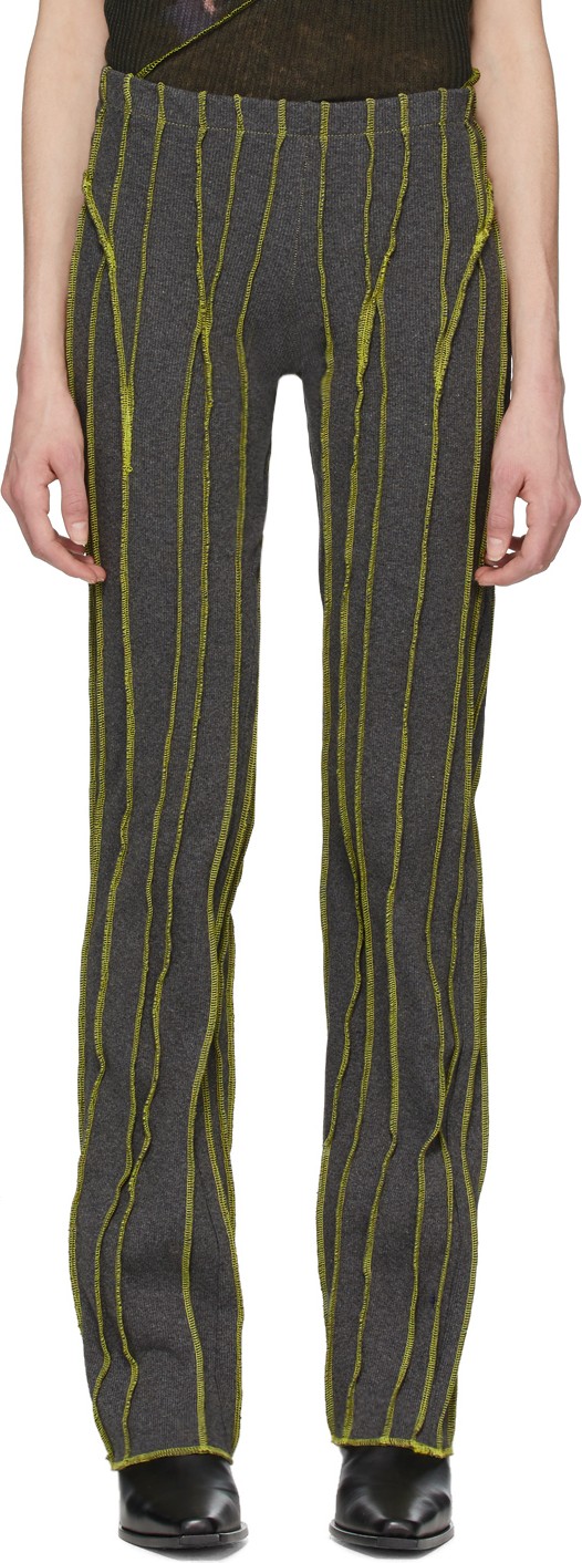 Helenamanzano SSENSE Exclusive Green & Grey 3D Stripe Lounge Pants