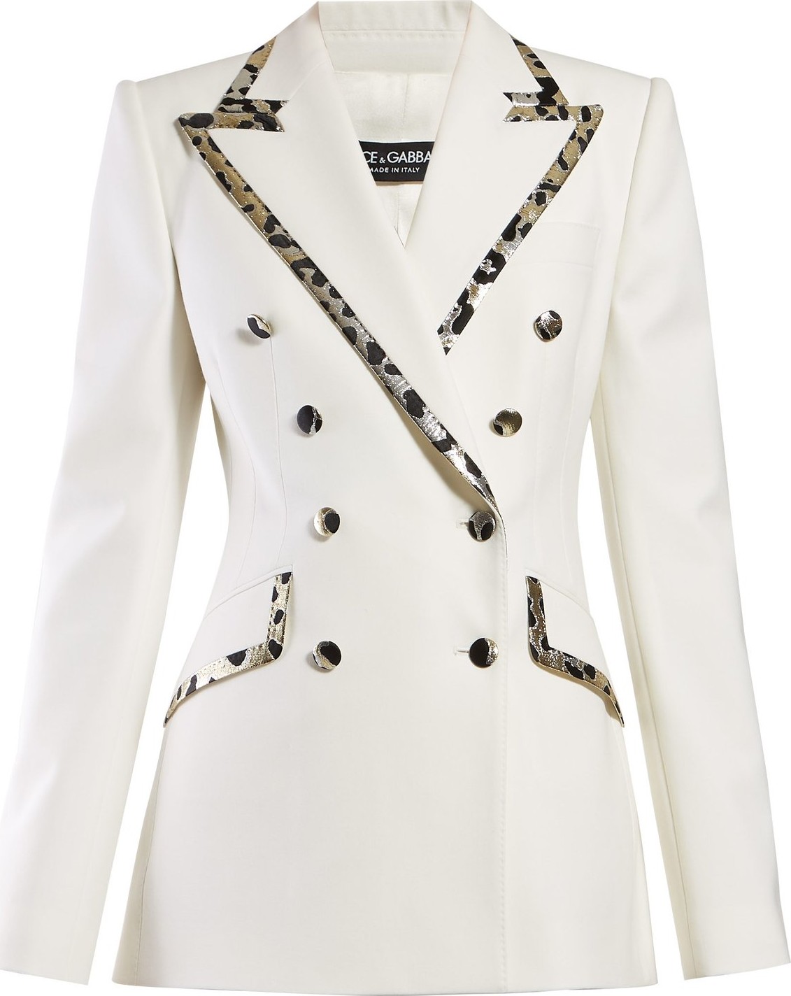 Dolce & Gabbana Floral-jacquard trim double-breasted crepe blazer