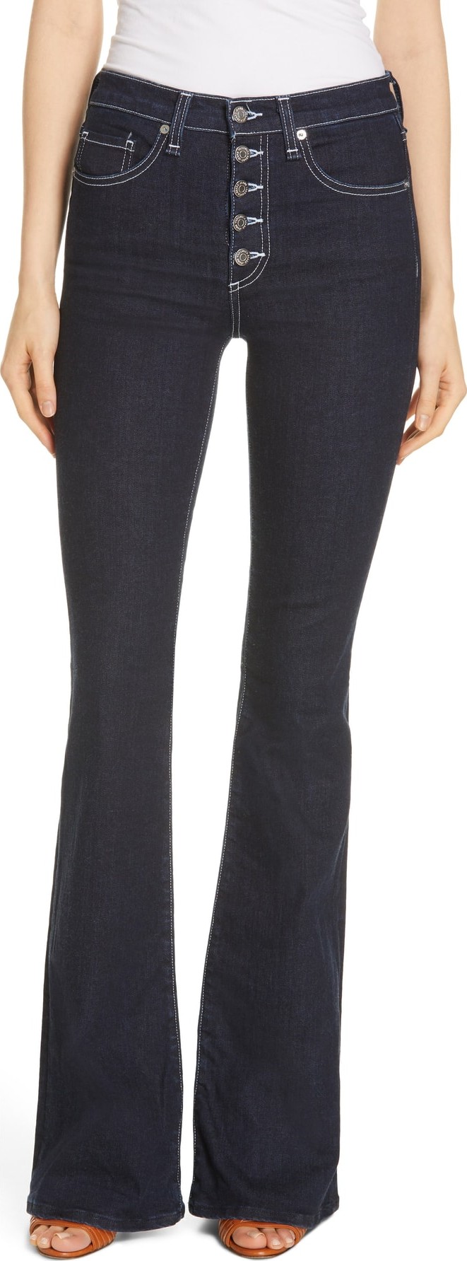 Veronica Beard Beverly Button Fly Skinny Flare Jeans