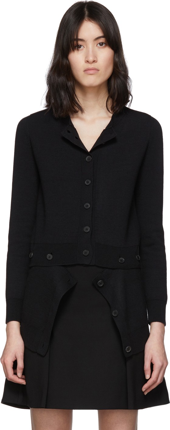 Alexander McQueen Black Wool Button Bottom Cardigan
