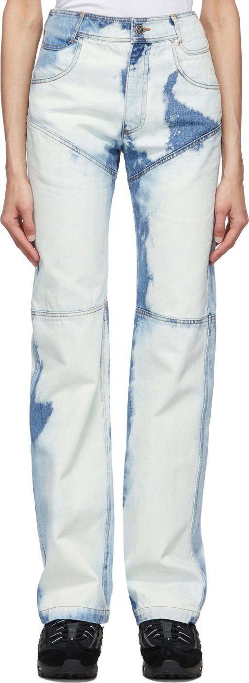 Telfar Blue Bleach Three-Panel Straight-Leg Jeans