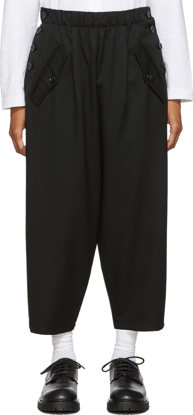 Tricot Comme des Garçons Black Gabardine Button Trousers
