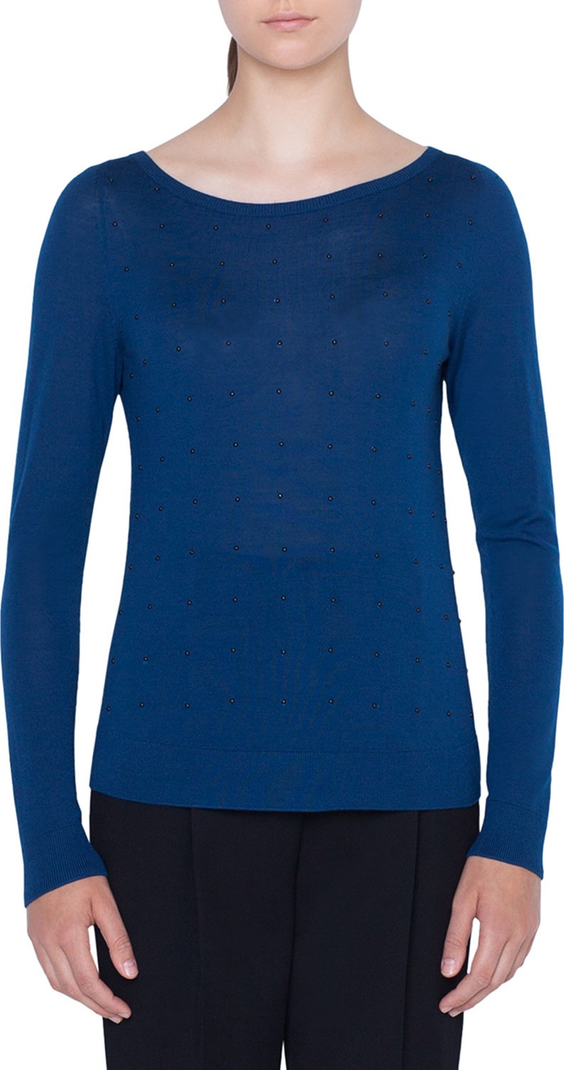 Akris Punto Studded Wool Pullover Sweater