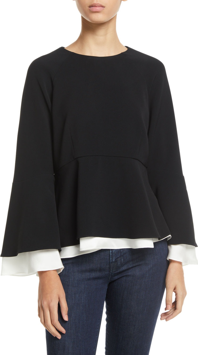 Cinq A Sept Avalon Crepe Long-Sleeve Layered Top