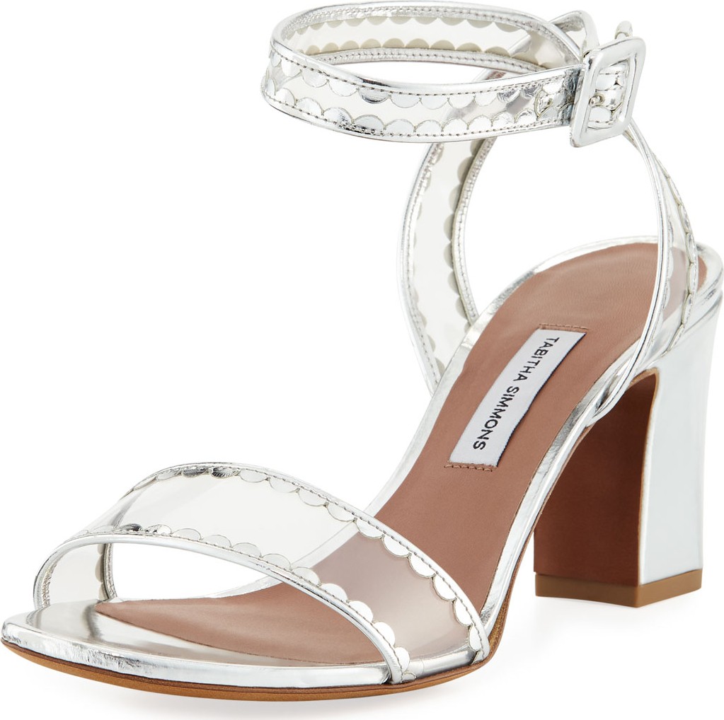 Tabitha Simmons Leticia Frill Scallop PVC Block-Heel Sandals