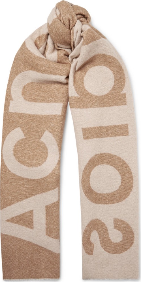 Acne Studios Toronty Oversized Logo-Intarsia Wool-Blend Scarf